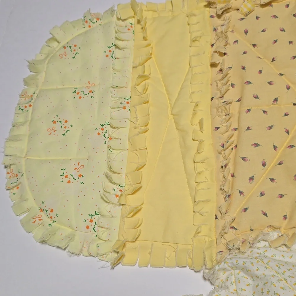 Patchwork Bear Quilt With Plush - Yellow and Cream - Picture 5 of 12